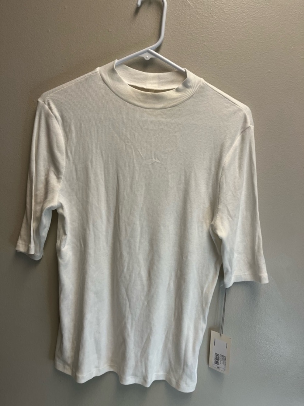 A new day  Cream Short-Sleeve Mock Neck Tee